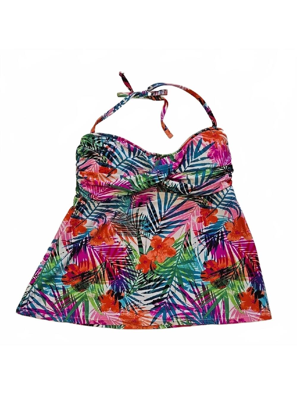 Catalina Tropical Print Tankini Bikini Top Size 2X